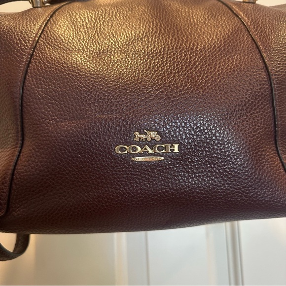 Coach Kacey Satchel with Snake Trim in Cranberry - Picture 6 of 13